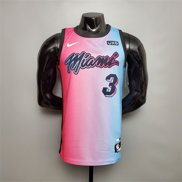 Nueva Camisetas Miami Heat (Wade #3) Rosa/Azul Gradient Color City Edition