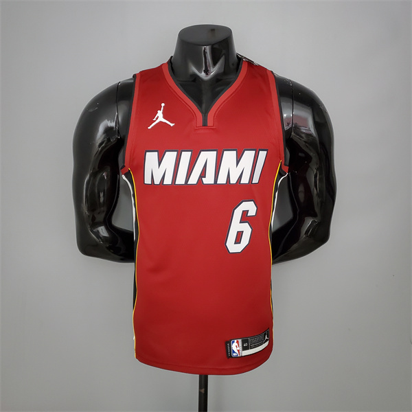 Nueva Camisetas Miami Heat (James #6) Vino tinto