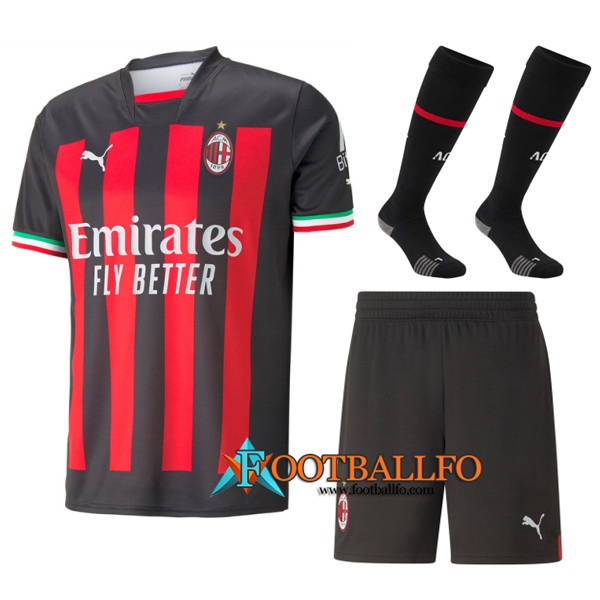 Camisetas De Futbol AC Milan Primera (Cortos + Calcetines) 2022/2023