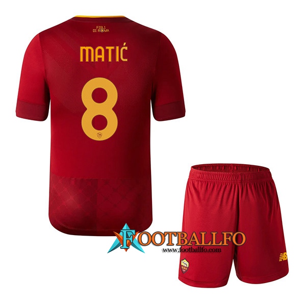 Camisetas De Futbol AS Roma (MATIĆ #8) Ninos Primera 2022/23