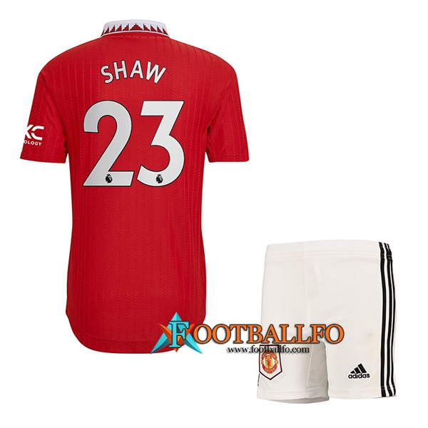 Camisetas De Futbol Manchester United (SHAW #23) Ninos Primera 2022/23
