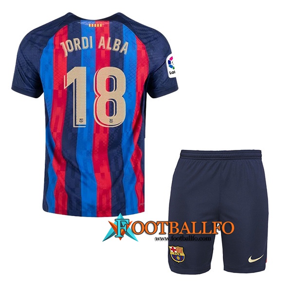 Camisetas De Futbol FC Barcelona (JORDI ALBA #18) Ninos Primera 2022/23