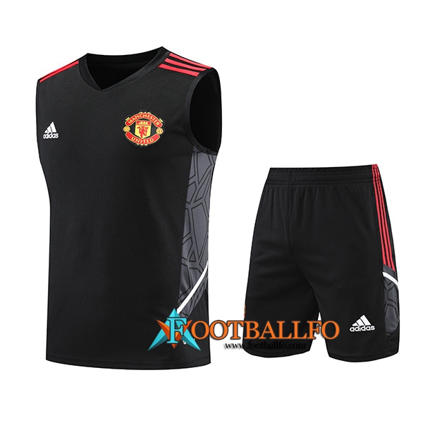 Camiseta Entrenamiento sin mangas + Cortos Manchester United Negro/Gris 2022/2023
