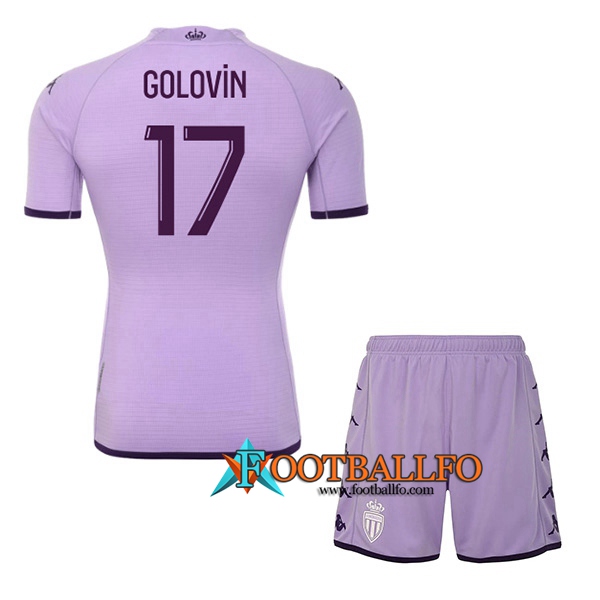 Camisetas De Futbol AS Monaco (GOLOVIN #17) Ninos Tercera 2022/2023