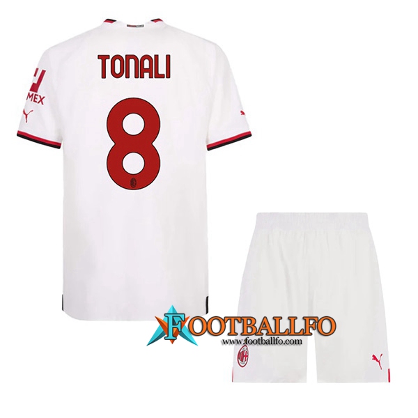 Camisetas De Futbol AC Milan (TONALI #8) Ninos Segunda 2022/2023