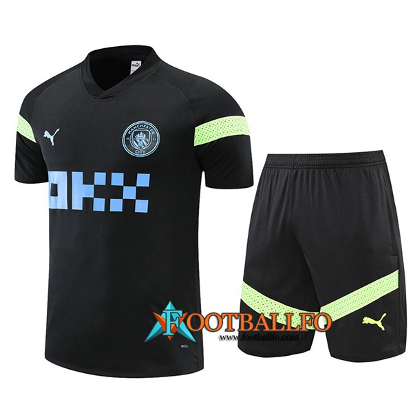 Camiseta Entrenamiento+ Cortos Manchester City Negro 2022/2023