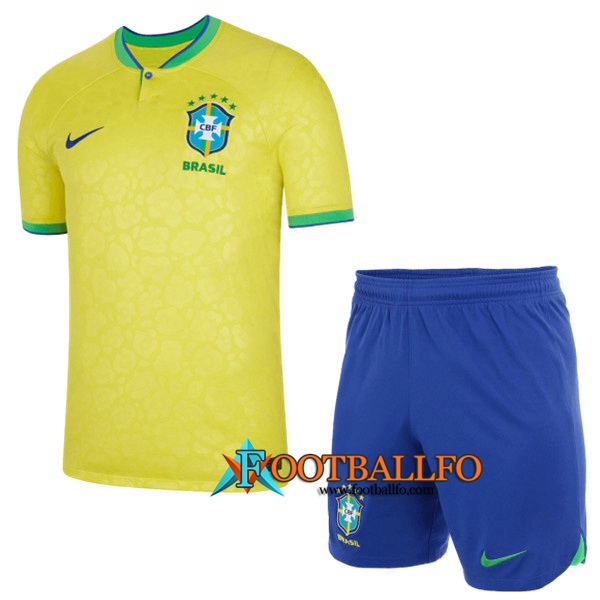 Camisetas De Futbol Brasil Primera + Cortos Copa Del Mundo 2022