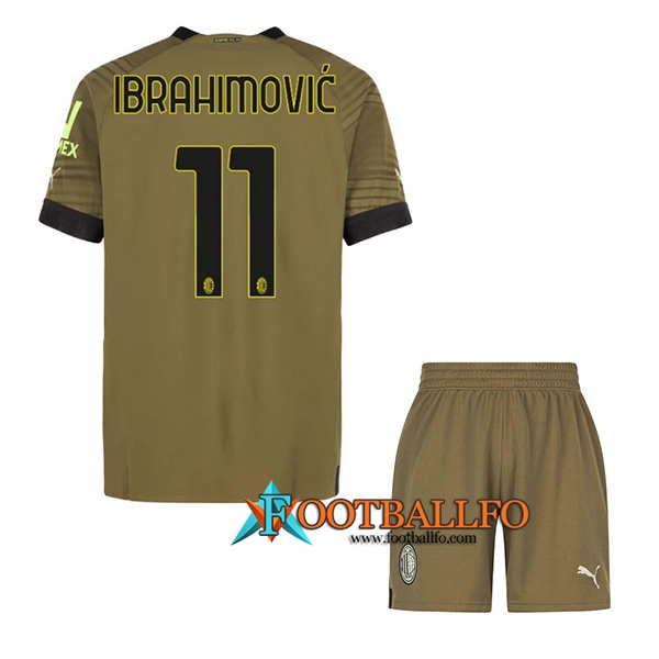Camisetas De Futbol AC Milan (IBRAHIMOVIĆ #11) Ninos Tercera 2022/2023