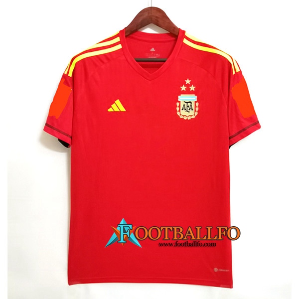 Camiseta Equipo Nacional Argentina 3 Stars Portero Rojo 2023/2023