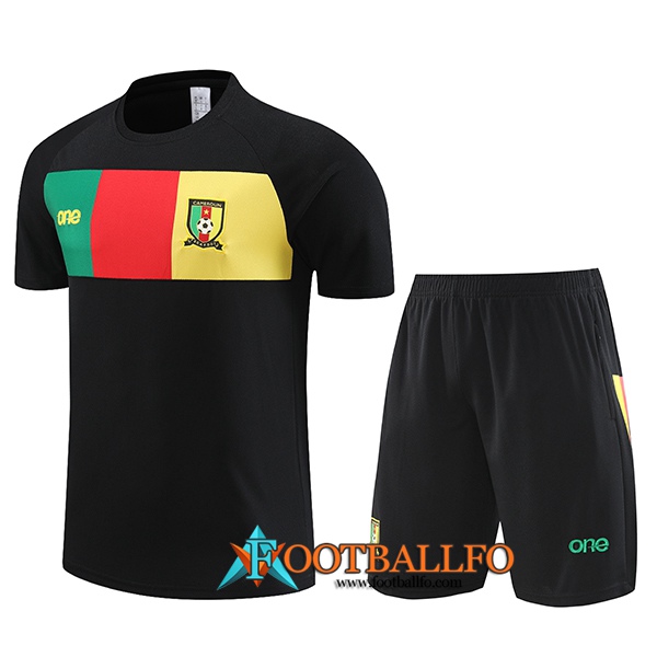 Camiseta Entrenamiento + Cortos Camerún Negro 2023/2024
