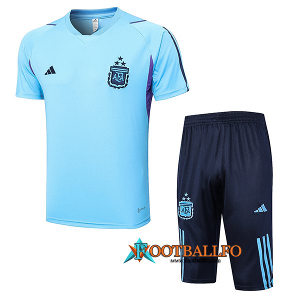 Camiseta Entrenamiento + Cortos Argentin Azul Claro 2023/2024