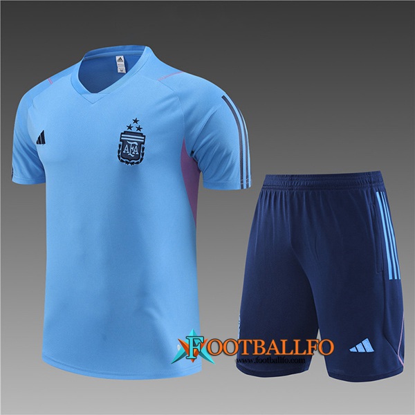 Camiseta Entrenamiento + Cortos Argentina Ninos Azul Claro 2023/2024