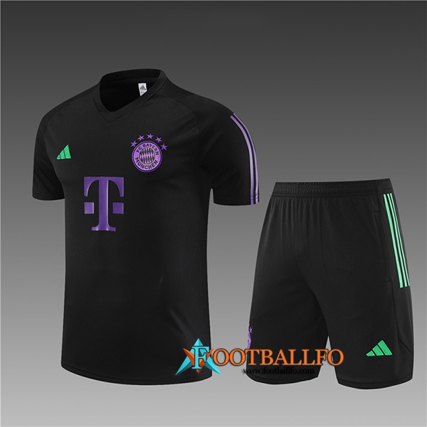 Camiseta Entrenamiento + Cortos Bayern Munich Ninos Negro 2023/2024