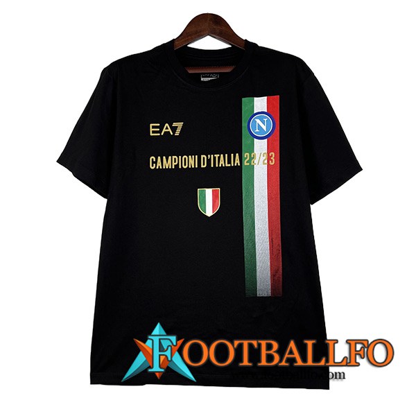 SSC Napoli Italia Champions T-Shirt Negro 2022/2023