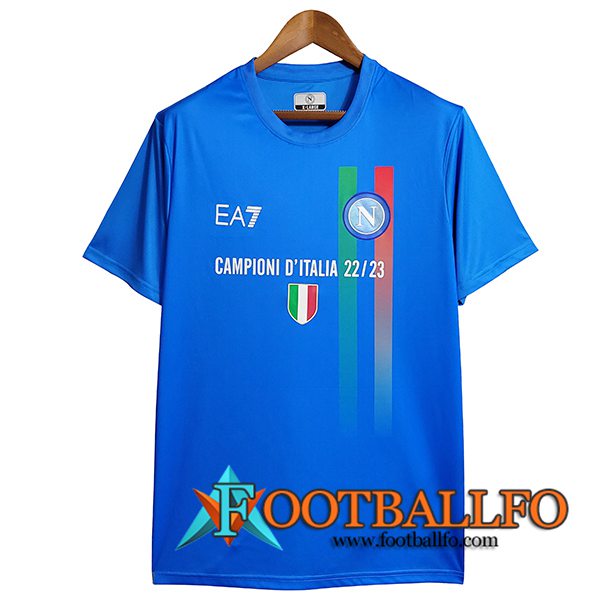 SSC Napoli Italia Champions T-Shirt Azul 2022/2023