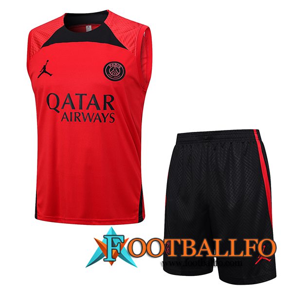 Camiseta Entrenamiento sin mangas + Cortos Jordan PSG Rojo 2023/2024
