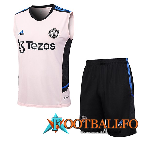Camiseta Entrenamiento sin mangas + Cortos Manchester United Rosa 2023/2024