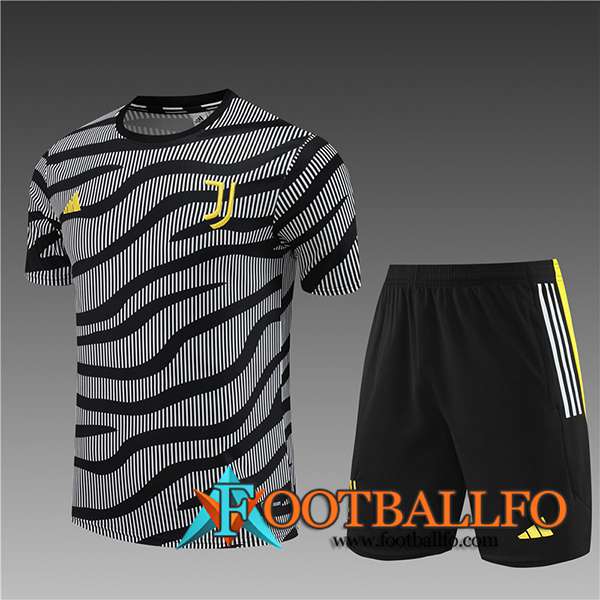 Camiseta Entrenamiento + Cortos Juventus Ninos Gris/Negro 2023/2024