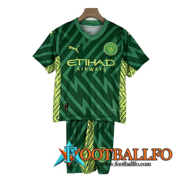 Camisetas De Futbol Manchester City Ninos Portero Verde 2023/2024