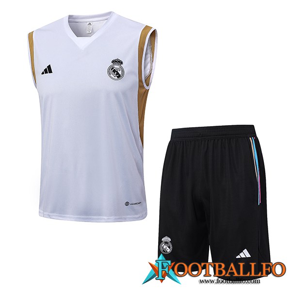 Camiseta Entrenamiento sin mangas + Cortos Real Madrid Blanco 2023/2024 -03