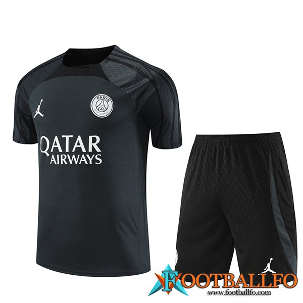 Camiseta Entrenamiento + Cortos Jordan PSG Gris Oscuro 2023/2024