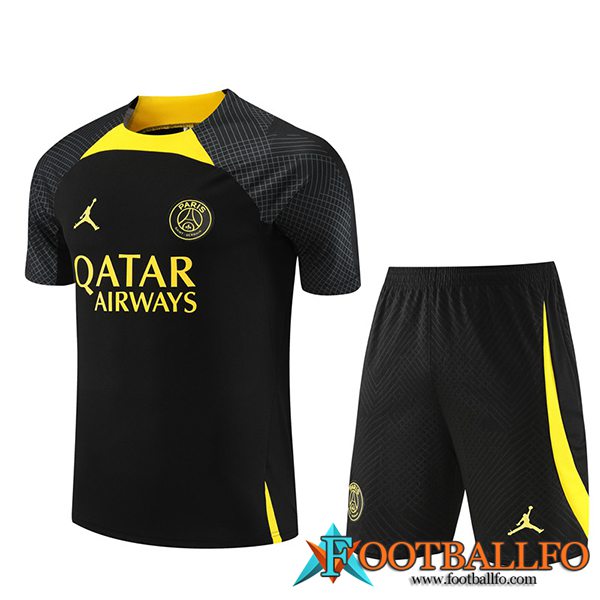 Camiseta Entrenamiento + Cortos Jordan PSG Negro/Amarillo 2023/2024