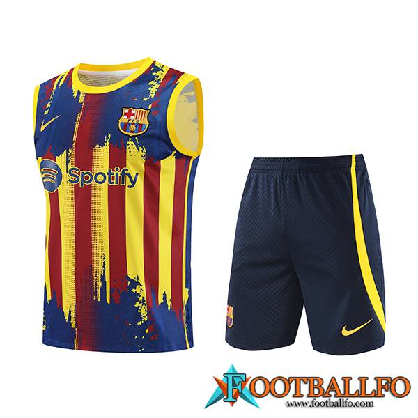 Camiseta Entrenamiento sin mangas + Cortos FC Barcellona Amarillo/Rojo/Azul 2023/2024