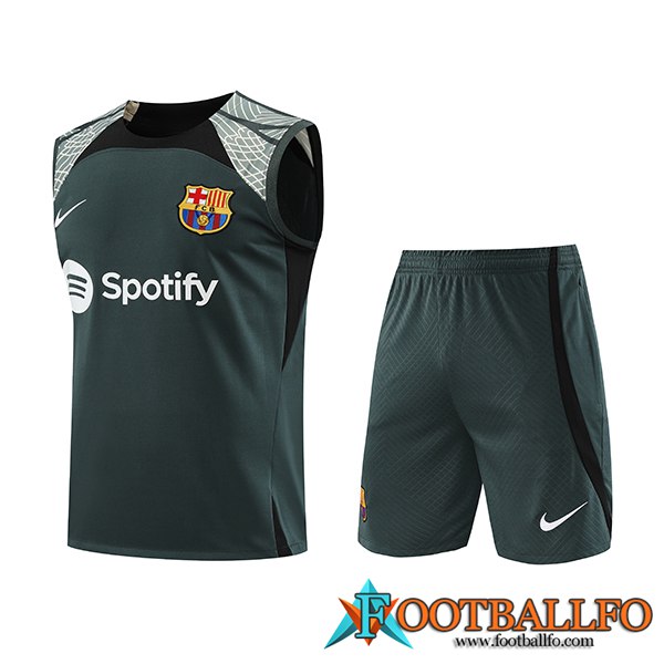 Camiseta Entrenamiento sin mangas + Cortos FC Barcellona Verde 2023/2024 -03