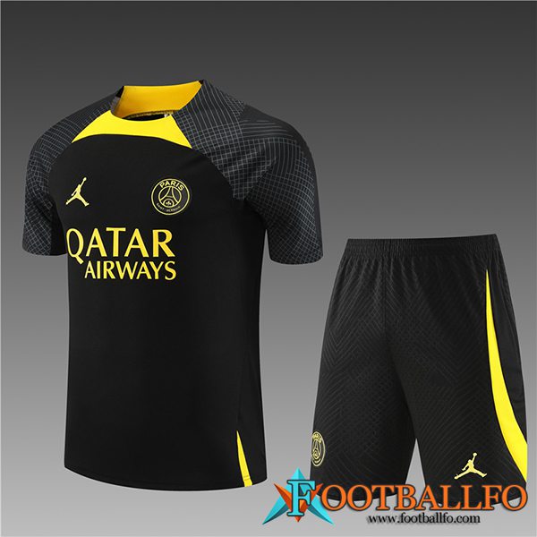 Camiseta Entrenamiento + Cortos Jordan PSG Ninos Negro/Amarillo 2023/2024