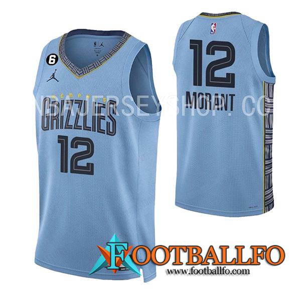 Camisetas Memphis Grizzlies (MORANT #12) 2023/24 Azul Claro -02
