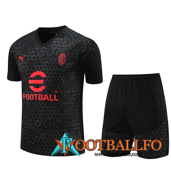 Camiseta Entrenamiento + Cortos AC Milan Negro 2023/2024
