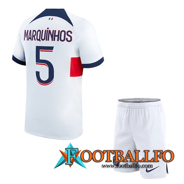 Camisetas De Futbol PSG (MARQUINHOS #5) Ninos 2023/2024 Segunda