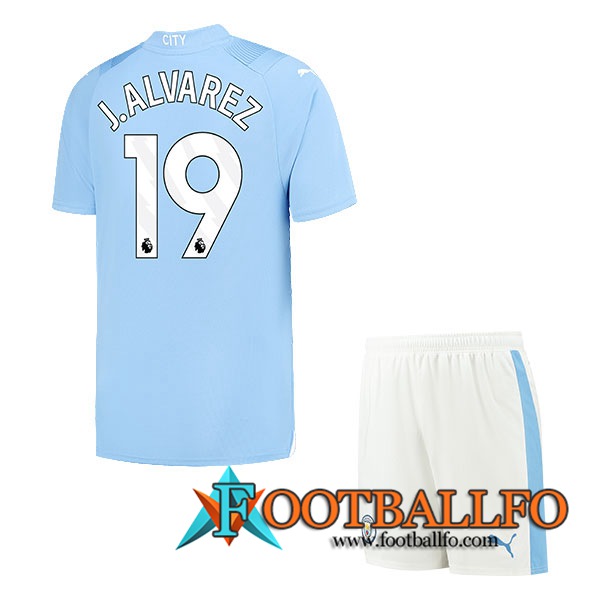 Camisetas De Futbol Manchester City (J.LVAREZ #19) Ninos 2023/2024 Primera