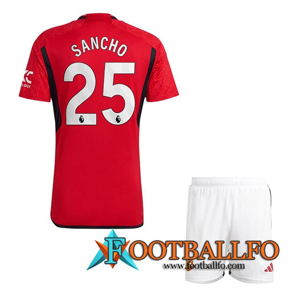 Camisetas De Futbol Manchester United (SANCHO #25) Ninos 2023/2024 Primera