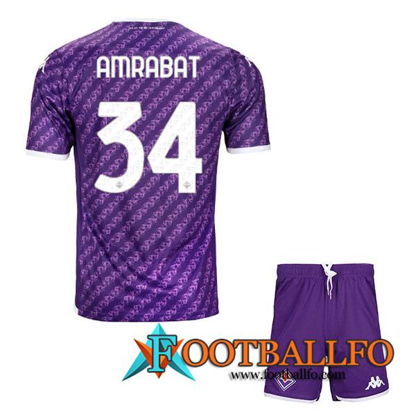 Camisetas De Futbol ACF Fiorentina (AMRABAT #34) Ninos 2023/2024 Primera
