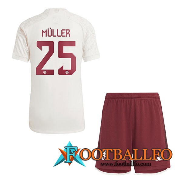 Camisetas De Futbol Bayern Munich (MÜLLER #25) Ninos 2023/2024 Tercera