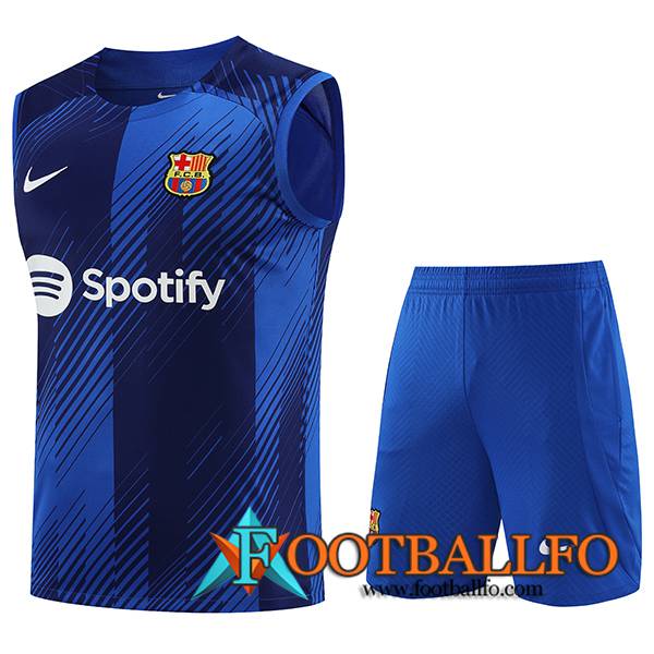 Camiseta Entrenamiento sin mangas + Cortos FC Barcelona Azul 2023/2024 -04