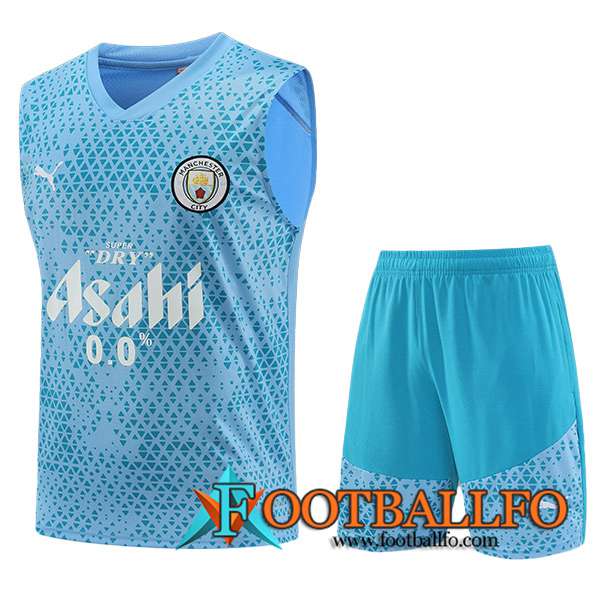 Camiseta Entrenamiento sin mangas + Cortos Manchester City Azul Claro 2023/2024