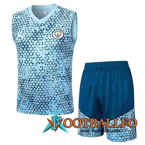 Camiseta Entrenamiento sin mangas + Cortos Manchester City Azul Claro 2023/2024 -02