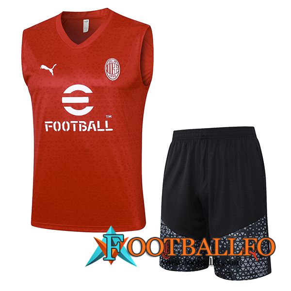 Camiseta Entrenamiento sin mangas + Cortos AC Milan Rojo 2023/2024