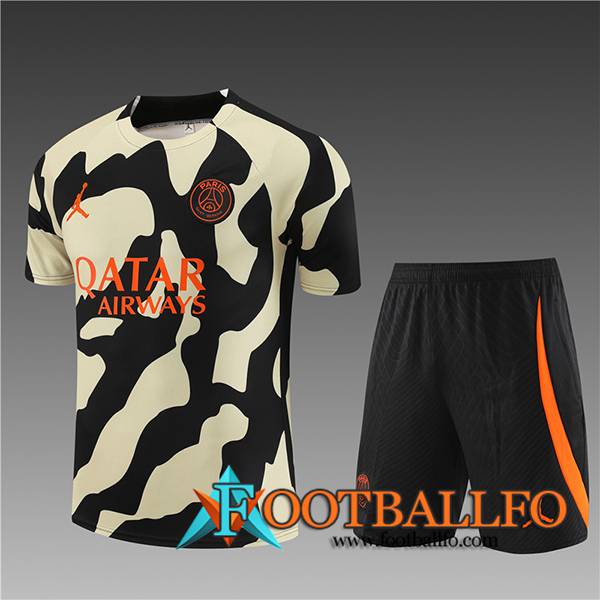 Camiseta Entrenamiento + Cortos PSG Ninos Negro/Amarillo 2023/2024