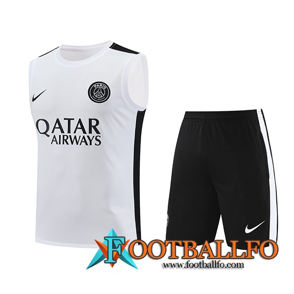 Camiseta Entrenamiento sin mangas + Cortos PSG Blanco 2023/2024 -03