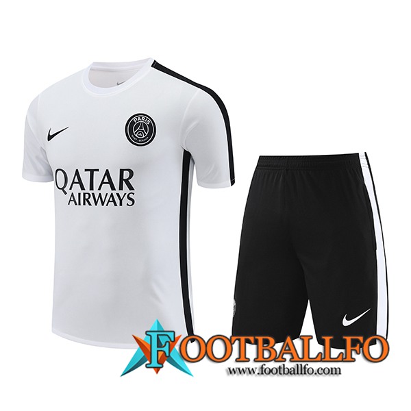 Camiseta Entrenamiento + Cortos PSG Blanco 2023/2024 -05