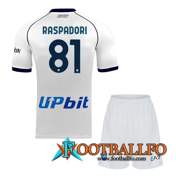 Camisetas De Futbol SSC Napoli (RASPADORI #81) Ninos 2023/2024 Segunda