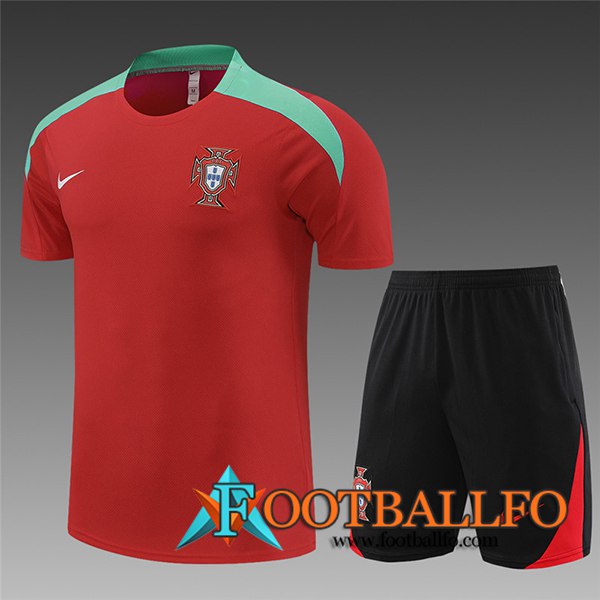 Camiseta Entrenamiento + Cortos Portugal Ninos Rojo 2023/2024