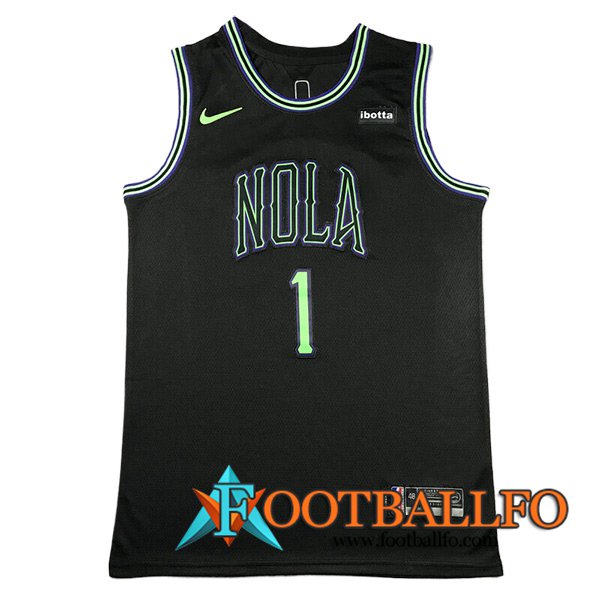 Camisetas De Futbol New Orleans Pelicans (WILLIAMSON #1) 2023/24 Negro -02