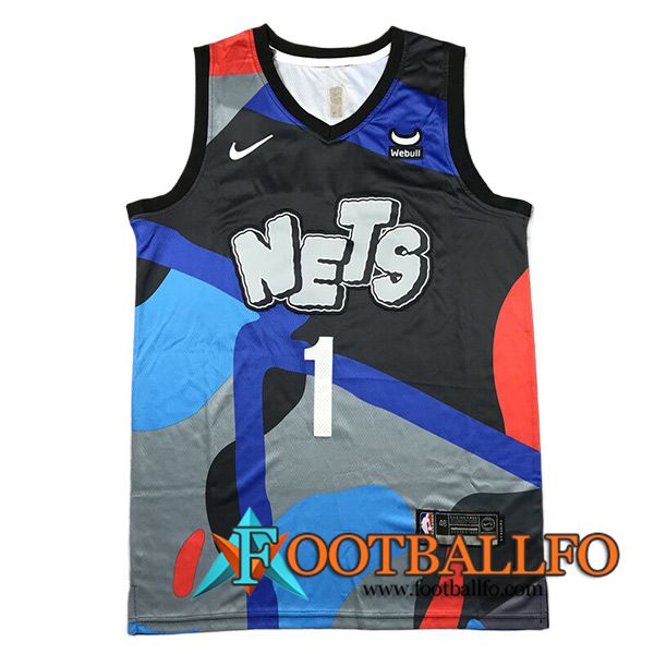 Camisetas De Futbol Brooklyn Nets (BRIDGES #1) 2023/24 Negro/Gris/Azul/Rojo