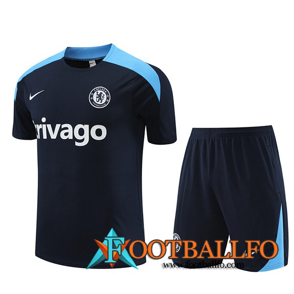 Camiseta Entrenamiento + Cortos FC Chelsea Negro/Azul 2023/2024