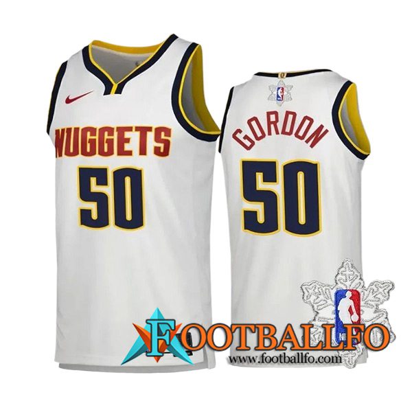 Camisetas Denver Nuggets (GORDON #50) 2023/24 Blanco/Negro/Amarillo