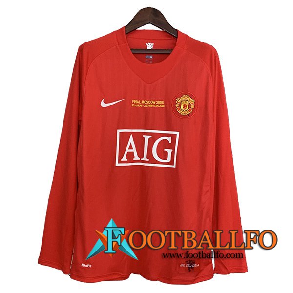 Camisetas De Futbol Manchester United Retro Primera Manga Largas 2007/2008